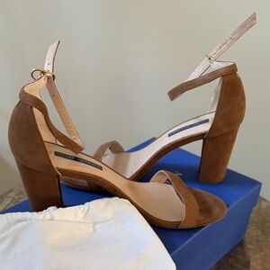 Stuart Weitzman Tan Suede Block Heels